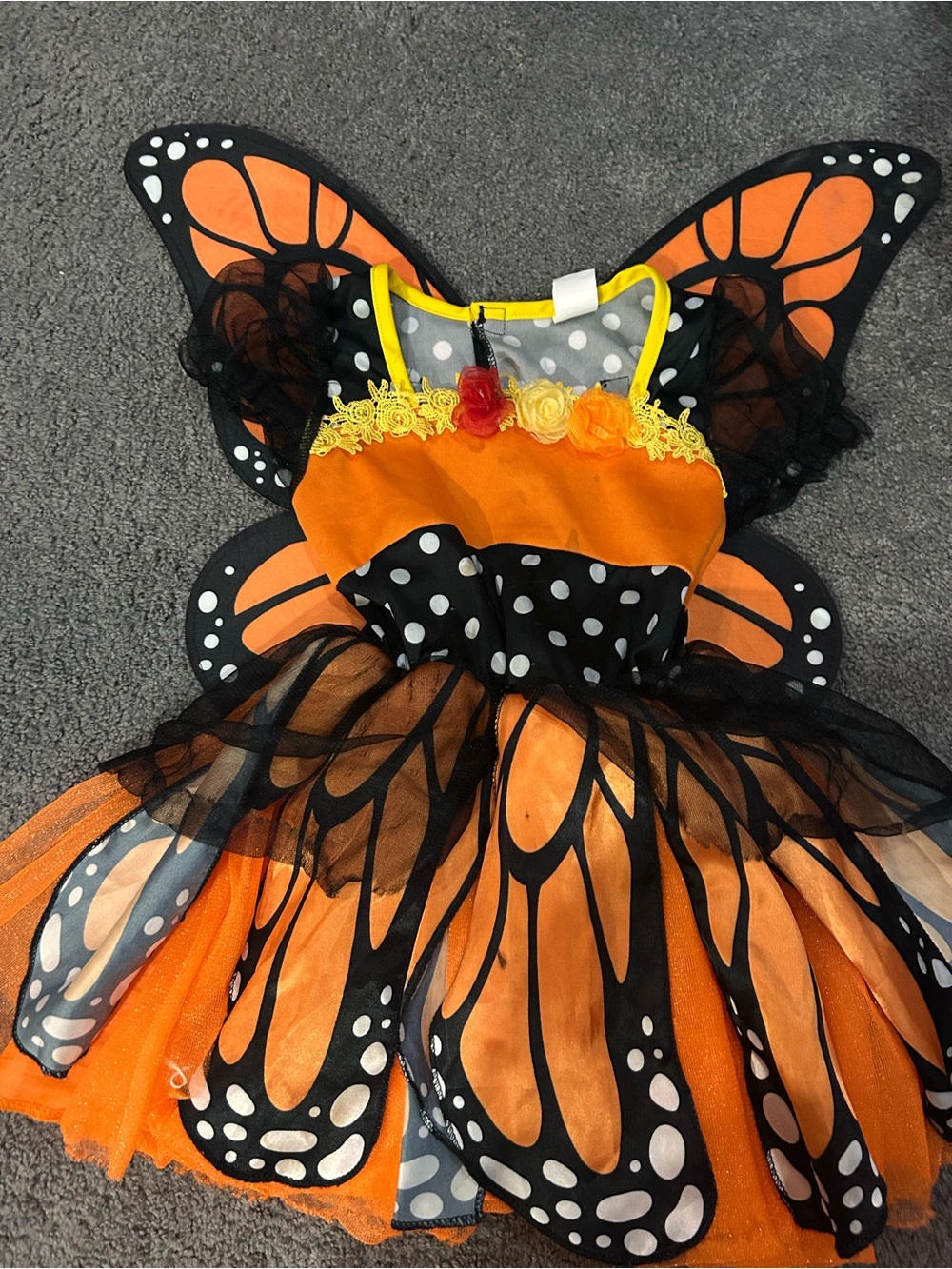 Kids Orange Butterfly Costume Dress with Wings
